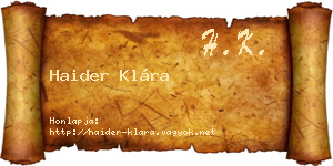 Haider Klára névjegykártya